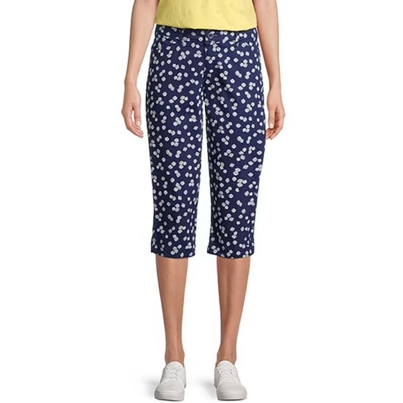 St. John's Bay Mid Rise Secretly Slender Capris - Navy Sz 8P 925042 - Picture 1 of 8